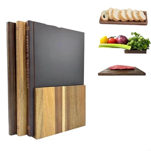 Set di taglieri in legno (3 pezzi) con supporto, design a libro, per cucina e casa, decorazione per feste