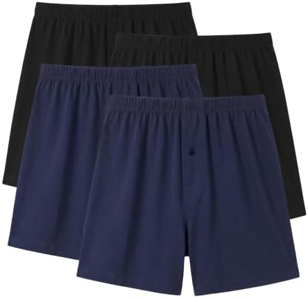 Marvmys Boxershorts Herren Baumwolle Locker Schlafanzughose mit Knopfleiste | Unterhosen für Männer, Klassisch, Weit, Bequem, Atmungsaktiv, Knopfleiste
