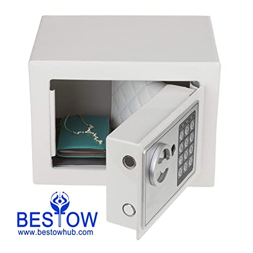 "Safe-keep Your Valuables Anywhere with Bestow's Digital Safe Locker/Box - Perfect for Home, Shops, and Office in White!"