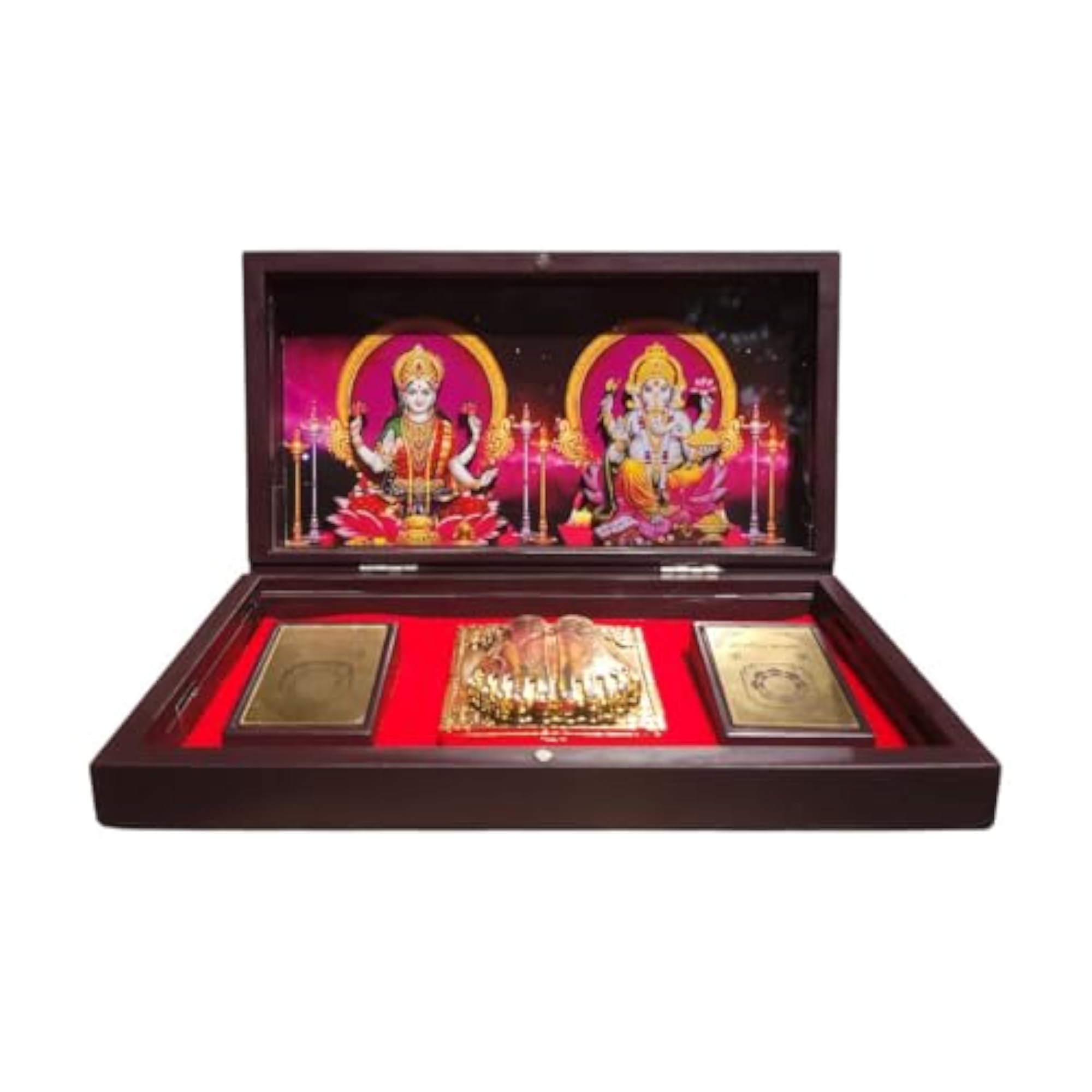 Gold-Plated Pooja Mandir for Wealth & Prosperity, Compact Size