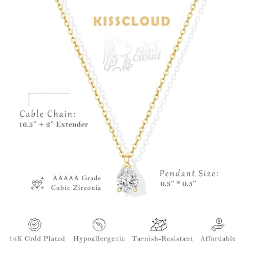 Image of Gold Silver Necklace for Women, Dainty Cubic Zirconia Pendant
