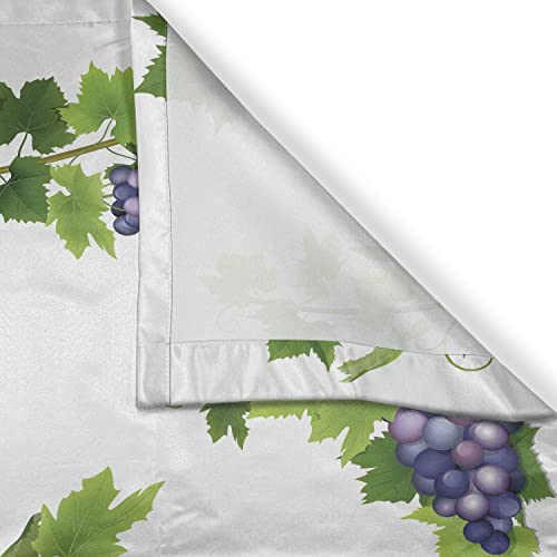 Lunarable Vine Kitchen Curtains, Bunches Of Grapes Branches Of Green Leaves Cluster Of Berries Swirls Natural Food, Window Drapes 2 Panel Set For Kitchen Cafe Decor, 55" X 39", Violet Green #TOP2