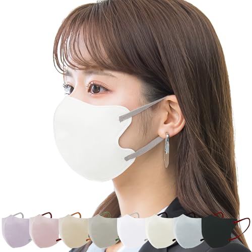 【40枚・敏感肌用】マスク 3Dマスク 立体マスク 10枚×4パック 使い捨てマスク カラーマスク 小顔 チークマスク 乾燥肌用 平ゴム採用 不織布マスク 耳が痛くならない メガネが曇りにくい おしゃれ 小顔 飛沫防止 花粉対策 PM2.5 ほこり対応一木良品 (ホワイト)の商品画像（Amazon）