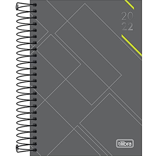 Agenda Executiva Espiral Diária 13 x 18,8 cm Spot 2022 - Estampa Cinza com verde - Tilibra