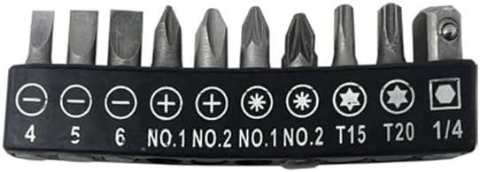TUOYE Cordless Electric Screwdriver, 220 RPM No-Load Speed, 10-Piece Bit Set Included, Black