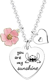 Funny Stitch Necklace Gifts OHANA Necklace Women's Necklace Anniversary Valentines Gift Friendship Birthday Gift jewellery Gifts for Daughter, Niece, Girls Chain Gifts You are My Sunshine