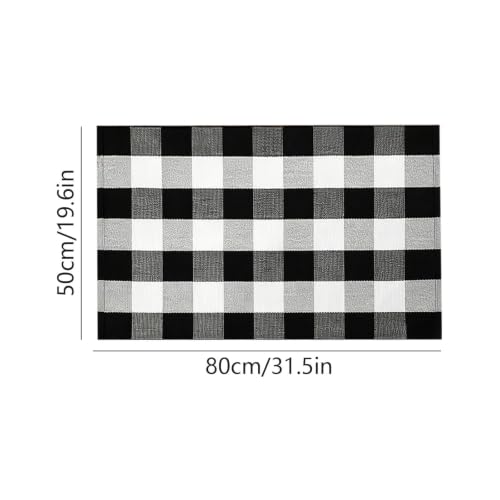 Thanksgiving Plaid Front Door Mat Outside Entrance Outdoor Doormats,Black - image 2