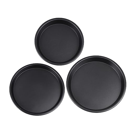 BRIGHTFUFU 3pcs Non Stick Baking Pan for Oven Microwave Black Bakeware Cake Pans Versatile Baking Trays for Cakes Puddings Cookies and More