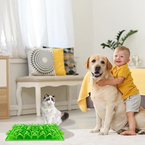 Tapis à priser pour chiens en silicone et herbe verte de fouille