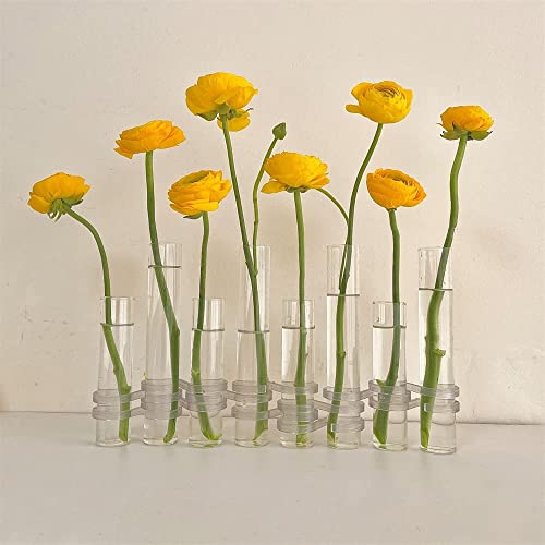 Hinged Flower Vase, 2023 New Creative Foldable Flower Vase Set, Foldable Flower Vase With Hinged Design, Shape Changeable Diy Crystal Glass Test Tube With 6/8 Test Tubes And S-Shaped Hooks (6Pcs-S) #TOP5