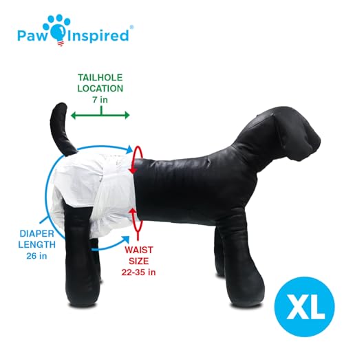 Image of Paw Inspired 20ct Disposable Dog Diapers | Female Dog Diapers Ultra Protection | Diapers for Dogs in Heat, Excitable Urination, or Incontinence (X-Large) (Pack of 3)