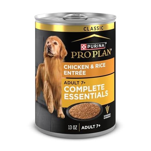 Purina Pro Plan Wet Dog Food For Senior Dogs Adult 7 Plus Chicken and Rice Entree Classic - (Pack of 12) 13 oz. Cans