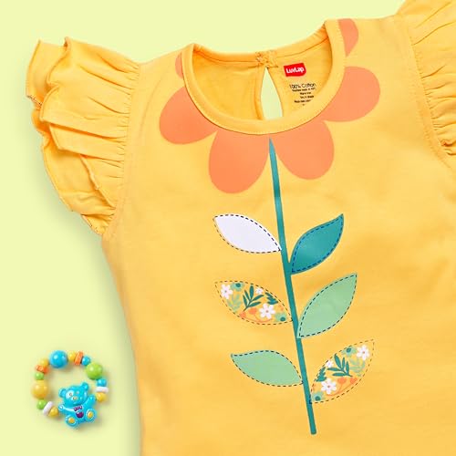 Image of LuvLap Baby Girls Regular Fit 100% Cotton Half Sleeves Girls Top CoSet Pack of 3