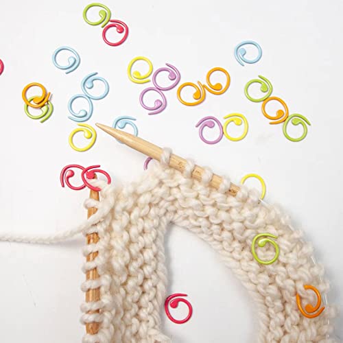 image for Hilsayum 30PCS Metal Stitch Markers Helical-Shaped Crochet Markers Rin