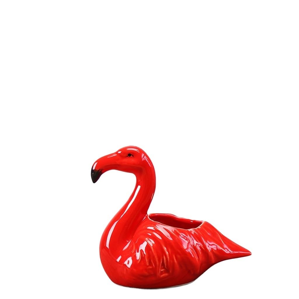 GELASIGE Flower Pots Creative Succulent Flowerpots, Gardening Balcony Table Decorations, Flamingo Ceramic Flowerpots Outdoor Flower Pots(M)