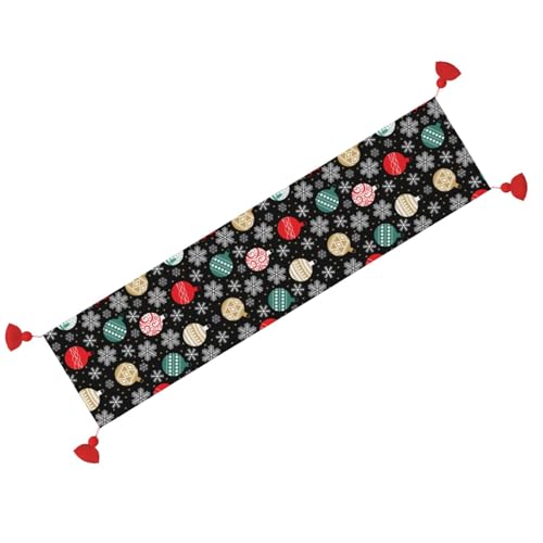 Chemin de table antidérapant à pompons pour repas de Noël sans pli - 3