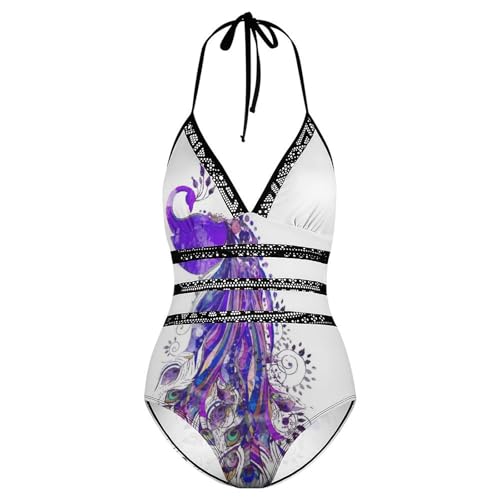 Bikini set une pièce violet paon galbant et confortable - 4