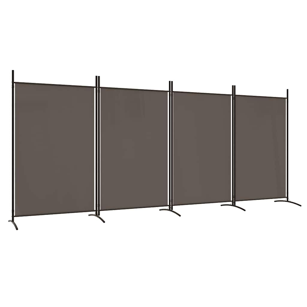Vidaxl Anthracite 4-Panel Room Divider - Versatile Fabric Screen For Privacy And Sunlight Blocking - Foldable And Easy-To-Store Partition