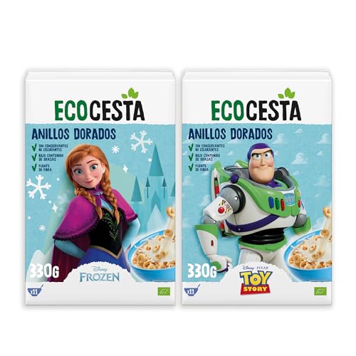 ECOCESTA MEJOR CADA DIA - Anillos Dorados de cereales ecológicos - 330 g - Aptos para Veganos - Alto Contenido en Fibra y Bajo en Grasas - Aporta una Dosis Extra de Energía
