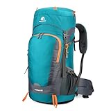NbgrvB Mochila de senderismo de 65 litros para camping, senderismo, viajes al aire libre, mochila de nailon resistente al agua con parte trasera de malla transpirable y correas ajustables, mochila