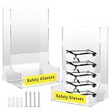 DoubleFill 2 Pcs Acrylic Safety Glasses Dispenser Safety Glasses Holder Clear Stand or Wall Organizer for Industrial Dental Lab Setting Eyewear Storage 8.5 x 7.2 x 14.75 Inch