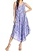 Sakkas 16801 - Laeila Tie Dye Washed Tall Long Sleeveless Tank Top Caftan Dress/Cover up - Dusty Blue - OS