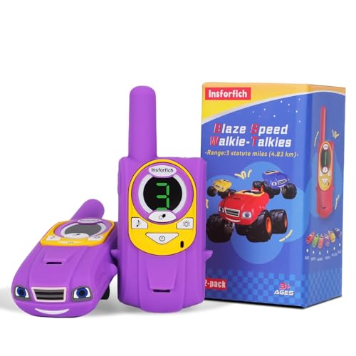 Toys for 3-12 Year Old Boys Walkie Talkies for Kids 3 Channels 2 Way Radio Gifts Toys with Backlit LCD Flashlight 3 Miles Range for Age 3 up Boy and Girls to Outside, Hiking, Camping (Purple)
