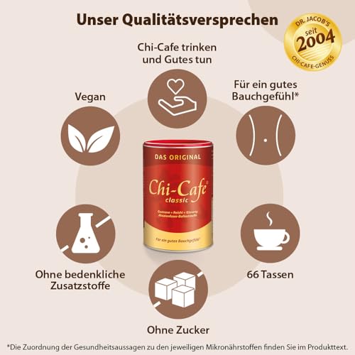 Chi-Cafe classic | 400 g Dose | kaffeehaltiges Getränkepulver mit Akazienfaser-Ballaststoffen | für eine gute Verdauung* | mit Reishi-Pilz, Ginseng und Guarana | vegan, 66 Tassen
