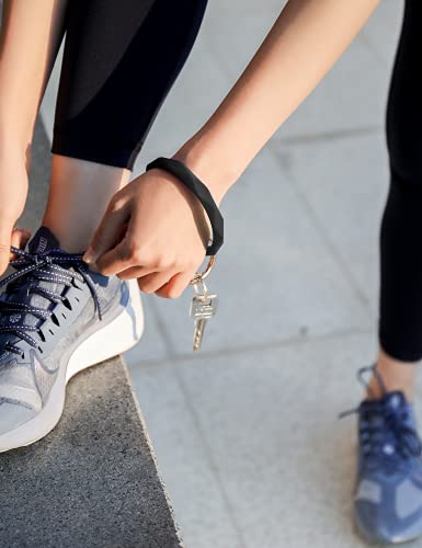 Mymazn Silicone Key Ring Bracelets Compatible With Women Wristlet Round Keychain Bangle Keyring Oversize Circle (Black) #TOP4