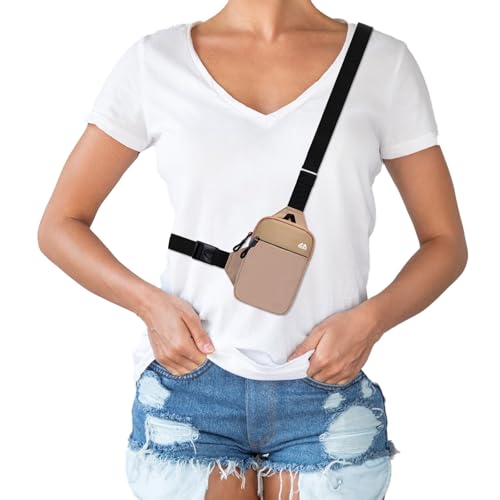 Image of Peicees Mini Crossbody Sling Bag Dual Pocket Water Resistant Running Phone Holder Chest Shoulder Bag for Men Women Travel Gym