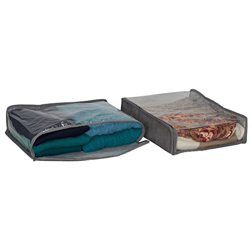 Household Essentials 66421 Linen 2 ct. Zippered Sweater Bags with Plastic Top