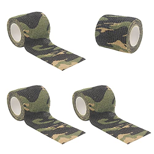 BOROLA 多機能 伸縮性 カモフラージュテープ 迷彩テープ 包帯素材 ジャングル迷彩 偽装 幅5cm (4本, ジャングル迷彩)