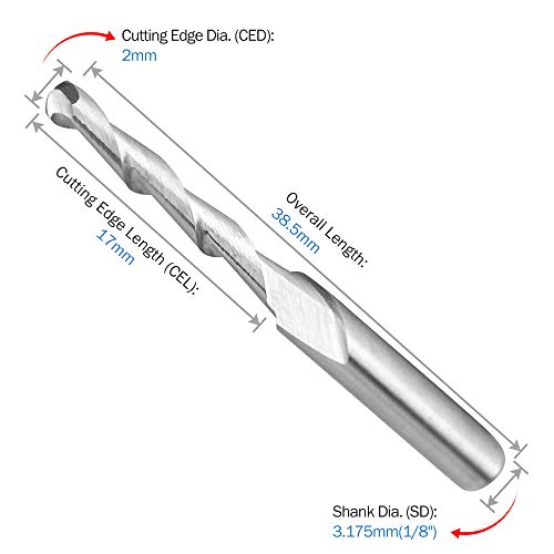 Hqmaster Cnc Router Bit 1 8 Shank Ball Nose End Mill Cutting Dia. Spiral Milling Cutter Engraving Carving Tool Set Tungsten Steel For Mdf Acrylic Wood Pvc 10Pcs #TOP5
