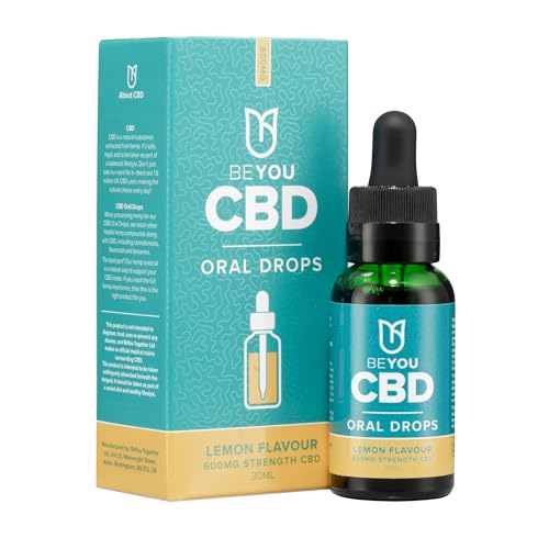 BeYou CBD Oil - 600mg CBD Oil Drops – Beginner Strength CBD Oil - MCT Oil - Lab Tested, No THC - Lemon Flavour - 30ml - Soothes Stress, Anxiety, Sleep, Aches & Pains