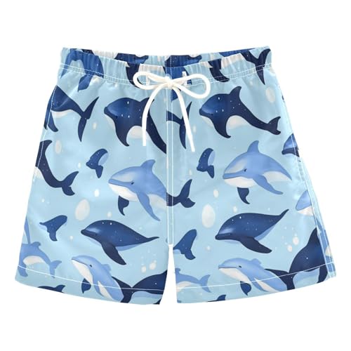 Boccsty Blue Dolphin Killer Whales Boys Swim Trunks Baby Kids Swimwear Summer Toddler Beach Board Shorts 2T