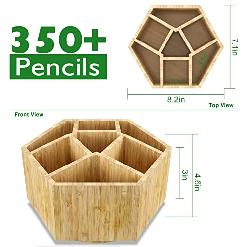 Bamboo Rotating Art Supply Organizer, 7 Sections, Hold 350+ Pencils, School Supplies Organizer For Pen, Colored Pencil, Art Brushes, Desktop Storage Box In Classroom & Art Studio #TOP1
