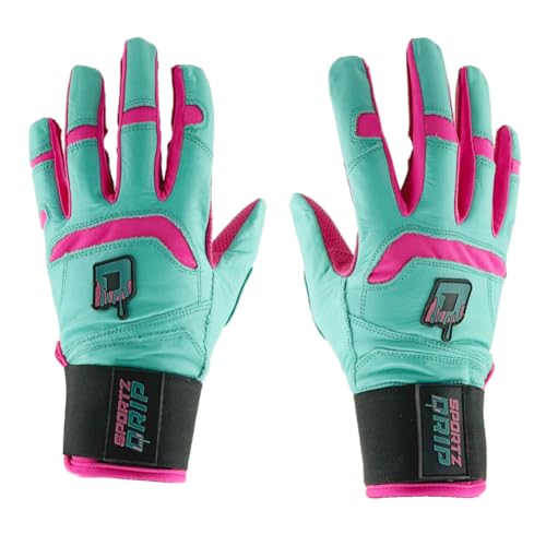 Sportz Drip Batting Gloves - Genuine Leather Gloves for Baseball
