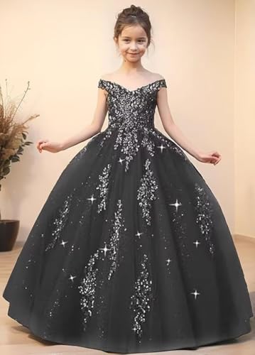 Off Shoulder Tulle Flower Girl Dresses for Wedding Lace Appliques Pageant Dresses for Girls Party Ball Gown3