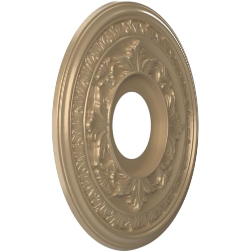 Image of Ekena Millwork 13 inchOD x 3 1 /2 inchID x 3 /4 inchP Baltimore Thermoformed PVC Ceiling Medallion (Fits Canopies up to 5 1 /4 inch), Universal Metallic Champagne Mist