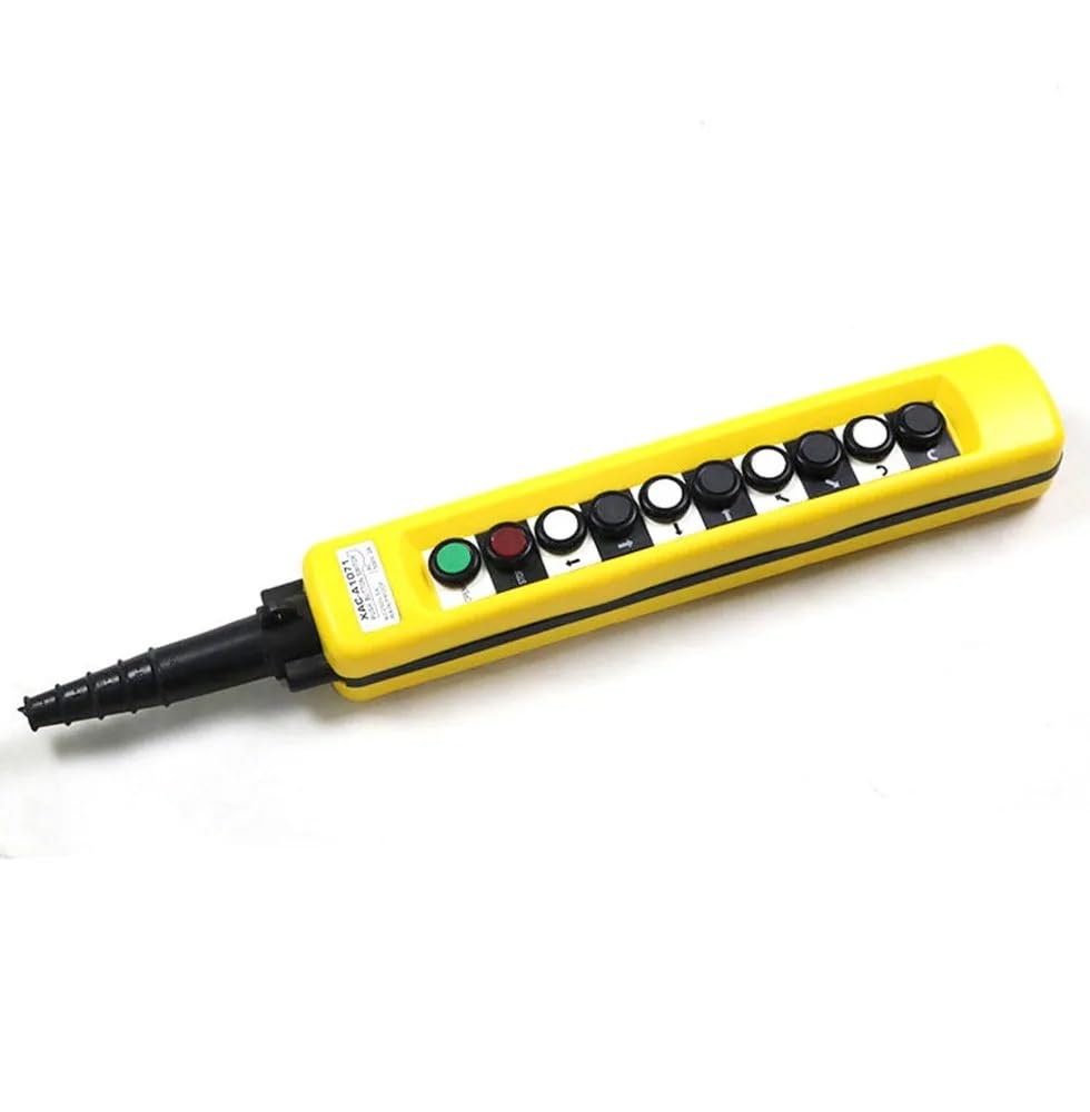 HYUJNAFZR XAC-A1071 10 Buttons Rainproof Industrial Electric Crane Hoist Control Push Button Switches 250V 5A Yellow