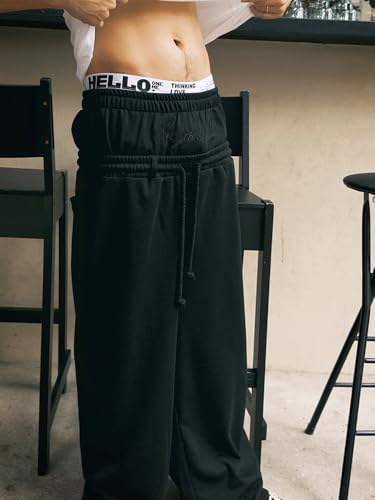 Double Waisted Sweatpants Men Y2k Baggy Sweatpants Wide Leg Drawstring Pants Streetwear Vintage Pants Gym Workout3