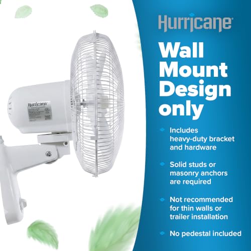 Hurricane Supreme 90-Degree Oscillating Wall Fan, 3 Speeds, White - 12in by Hurricane - Used condition - Image 5