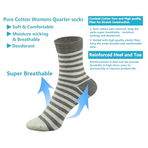 Image of MAGIARTE Womens Mini Crew Cotton Socks,6 Pairs | Anti-pilling Cotton, Casual Athletic, Quarter Calf, Moisture Wicking,Gift box packaging