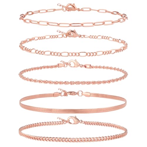 Image of AOZEL Gold /Silver Plated Anklet Bracelets for Women Waterproof Plus Size Cuban Link Chain Ankle Bracelet for Large Ankle 9-12inch