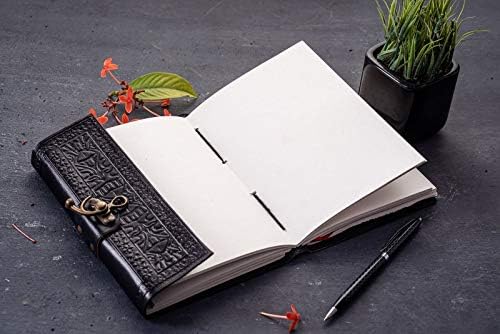 Urban Leather Black Satan Satanic Baphomet Book of Shadows for Witchcraft Drawing Diary Sketchbook Scrapbook Writing Notebook for Men Women, Blank Unlined Pages