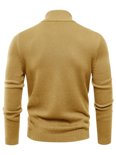 Les umes Mens Quarter Zip Sweater Cotton Mock Neck Pullover Sweaters Warm Long Sleeve Cable Knitted Jumper3