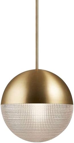 Candelabro LED moderno, lámpara colgante moderna LED, lámpara colgante transparente con pantalla redonda de vidrio globo, iluminación colgante de 1
