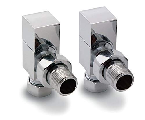 Reina Loge Chrome Polished Manual Steel Radiator and Towel Rail Valve Pair Angled