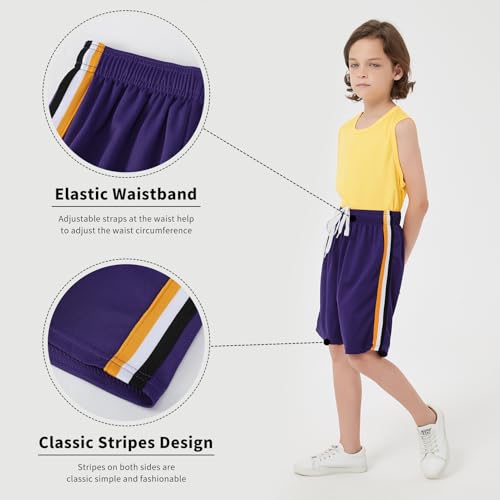 Shouldin 4-Pack Boys Athletic Shorts Youth Basketball Shorts Mesh Dry-Fit Kids Shorts Moisture Wicking Shorts thumb #4