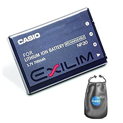 Digital Replacement Camera and Camcorder Battery for Casio NP-20, Exilim EX-M1 - Includes Lens Pouch